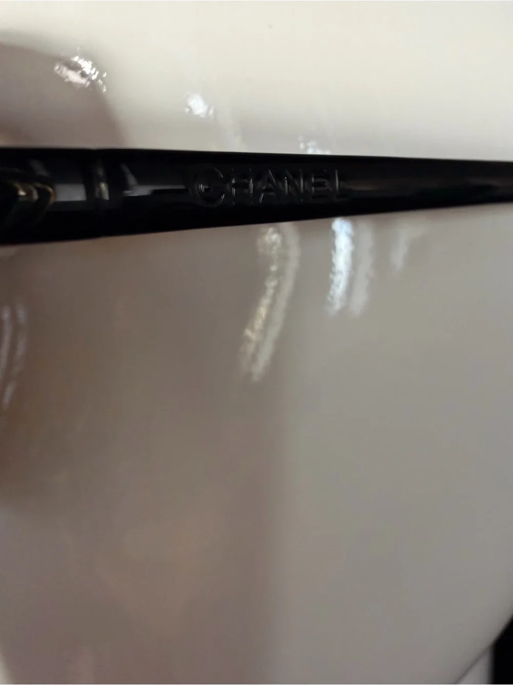 CHANEL Black and Silver Square Aviator Sunglasses